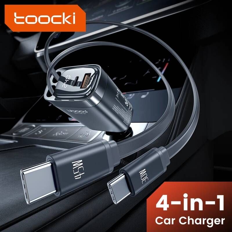 Toocki [해외] 투키 105W 차량용 충전기 USB C 접이식 케이블 075m PD 45W QC 30 SCP SFC20 PPS 고속 충전 17 16 태블릿용