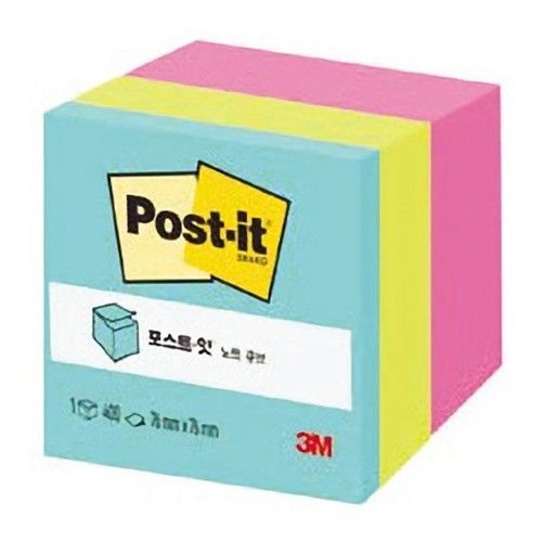 3M)포스트-잇 노트(큐브 3색 AQ,NG,FC 아쿠아)