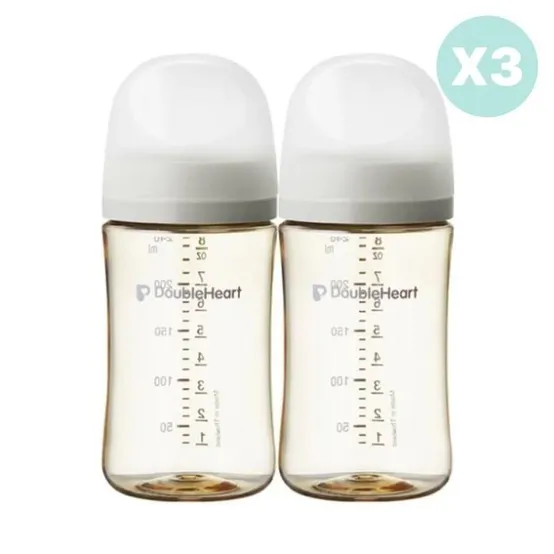 더블하트 젖병 240ml 6개 젖꼭지 6개 베이지 세트