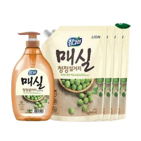 참그린 매실 1kg 용기x1개 + 1kg 리필x4개 / 주방세제