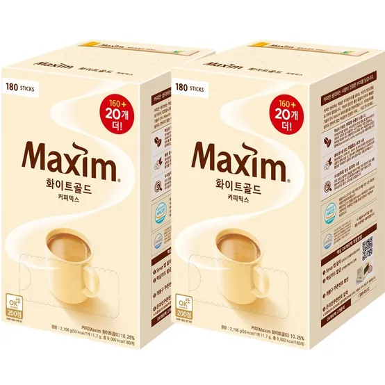 맥심 화이트골드 커피믹스 180T X2개