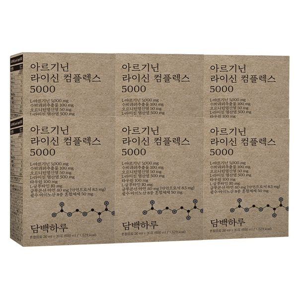 [담백하루] 아르기닌 라이신 컴플렉스 5000 (30캡슐x6개)