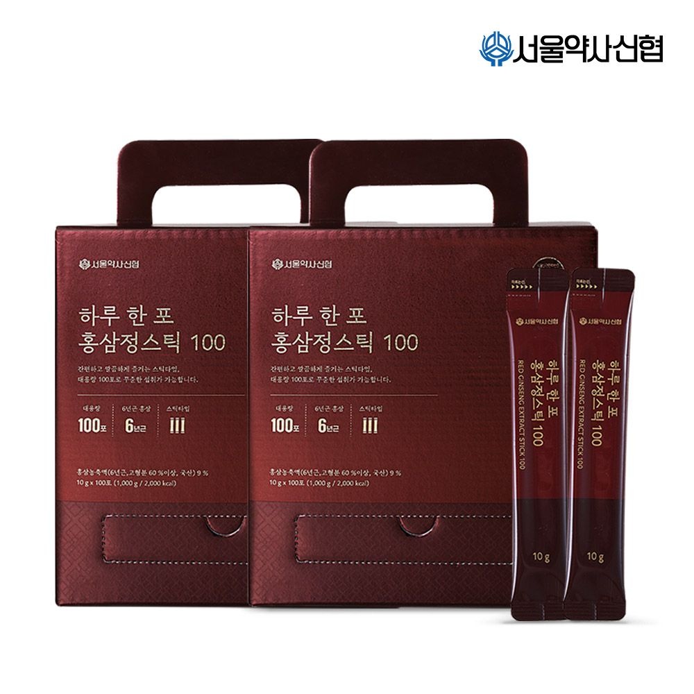 [오늘출발] 서울약사신협 대용량 하루 한 포 홍삼정 스틱 100포 2세트 (200포)