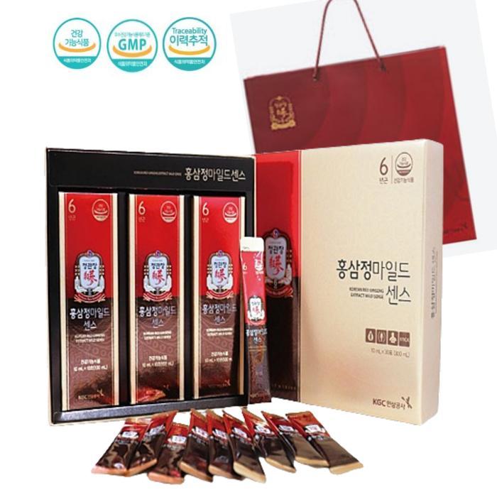 (선물쇼핑백포함) 정관장 홍삼정  마일드센스 6년근홍삼  에브리타임 스틱형 선물세트 30포 1박스 (정관장 홍삼정 마일드센스10gx30포 x1박스)