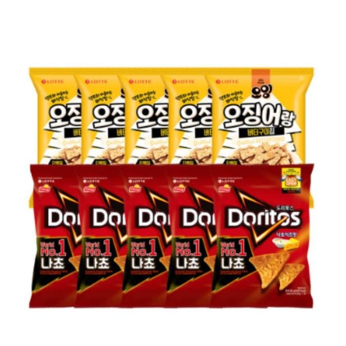 오잉 오징어+도리토스 나쵸치즈 총 10개 간편 스낵