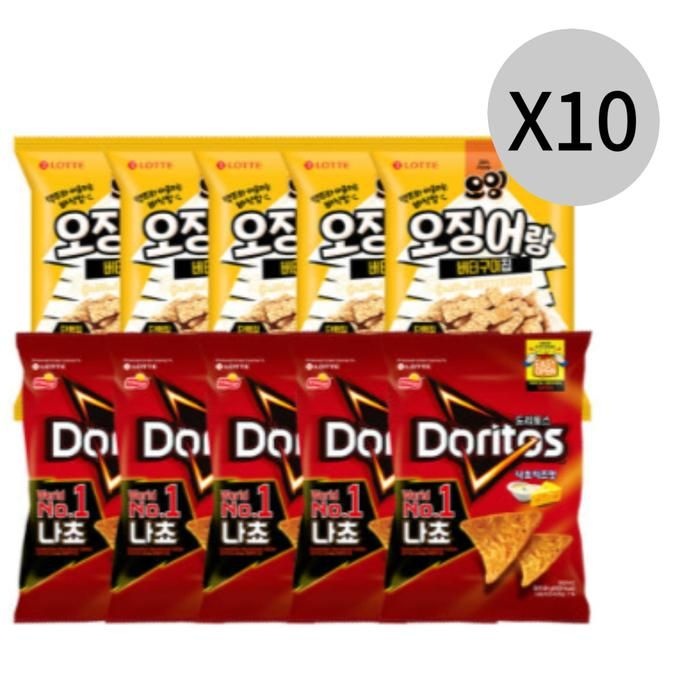 오잉 오징어+도리토스 나쵸치즈 총 100개 탕비실 스낵