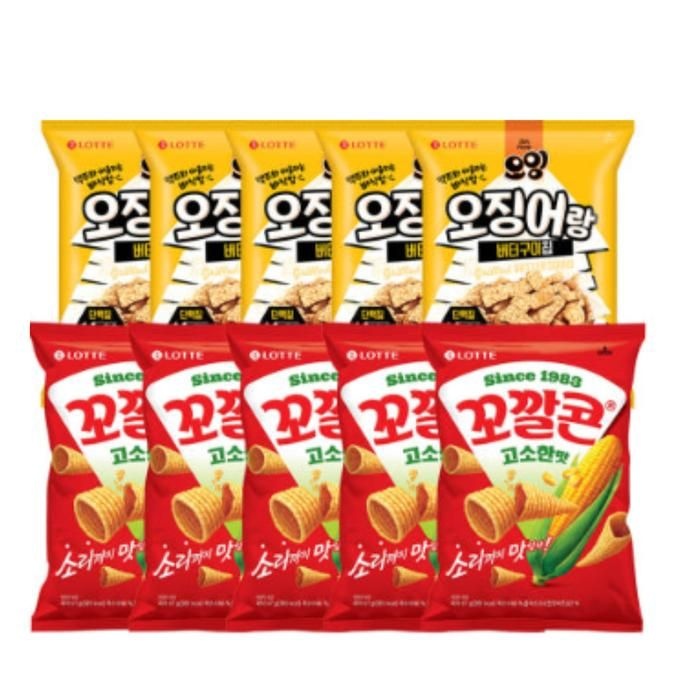 오잉 오징어+꼬깔콘 고소한 맛 총 10개 한 입 과자