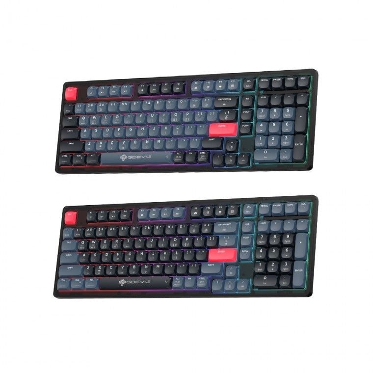 RGB LED 블루투스 유무선 기계식 키보드 무한 동시 입력 멀티 페어링 디바이스 다양한 호환 슬림한 디자인