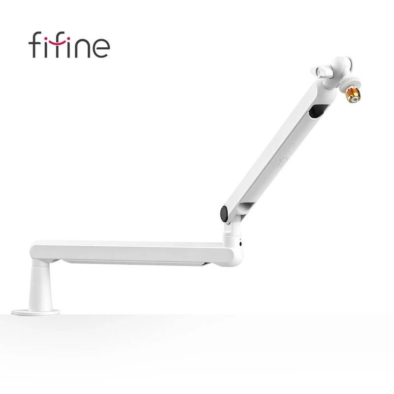 [해외] 마이크받침대 거치대 스탠드 FIFINE 마이크 붐 암 데스크 걸이 걸게 클램프 로우 게임용 케이블 보관함-화이트 BM88W