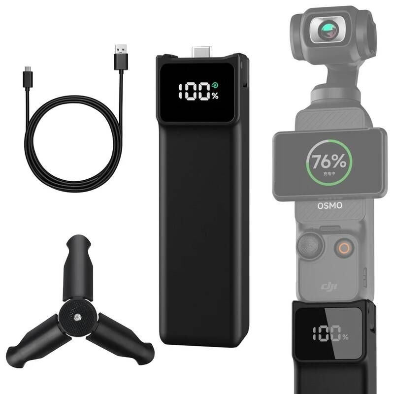 Pixel [해외] 액션캠거치대 DJI 오즈모 포켓 3 4 배터리 핸들 5000mAh 모바일 보조배터리 겸용 미니 삼각대