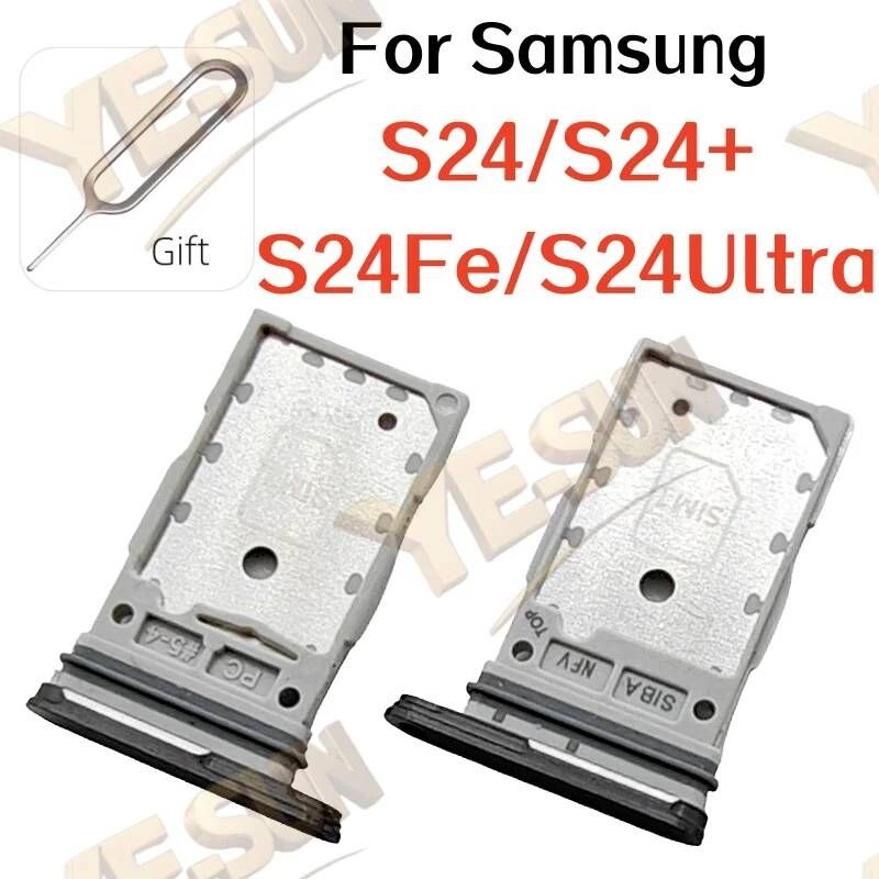 [해외] 유심공유기 삼성 갤럭시 S24 S24Ultra S24Plus S24Fe SIM 카드 트레이 드로어 홀더 듀얼 슬롯 교체 부품