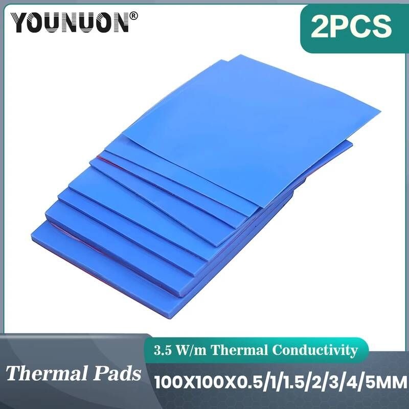 [해외] 그래픽카드써멀패드 방열패드 2 조각 100x100mm 열 패드 05mm1mm15mm2mm25mm3mm4mm5mm 두께 GPU CPU 방열판 쿨링 실리콘
