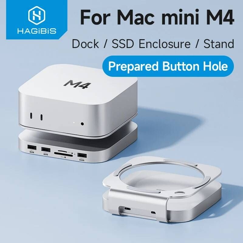 Hagibis [해외] 모니터허브 Hagibis USB C 허브 M2 SSD 인 맥 미니 M4M4 프로 스탠드 도킹스테이션 케이스 USB32 Gen2 SD40 TF40
