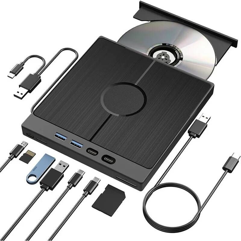 [해외] CD롬 플레이어 USB 30 C 외장 CD DVD RW 드 버너 리더 윈도우 맥 PC 노트북용 7 인 1