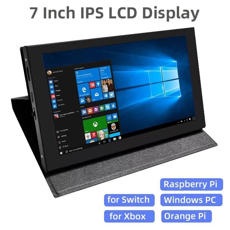 [해외] 휴대용모니터 포터블 보조 모니터 7인치 IPS LCD 미니 HDMI 호환 터치 스크린 라즈베리 파이 윈도우 PC 디스플레이 게