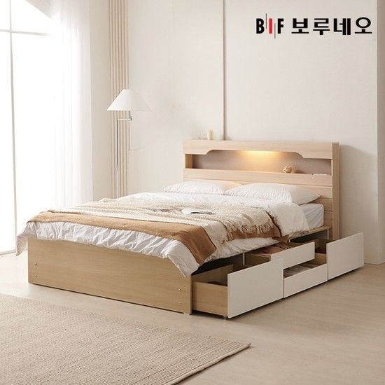앳홈 카리나 LED 4단서랍 벙커수납 침대 Q-매트리스 미포함