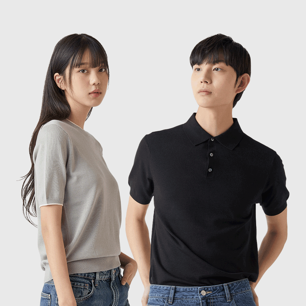 [롯데온] 남녀공용 반팔니트 라운드/카라넥 2PACK(30,690원/무배)