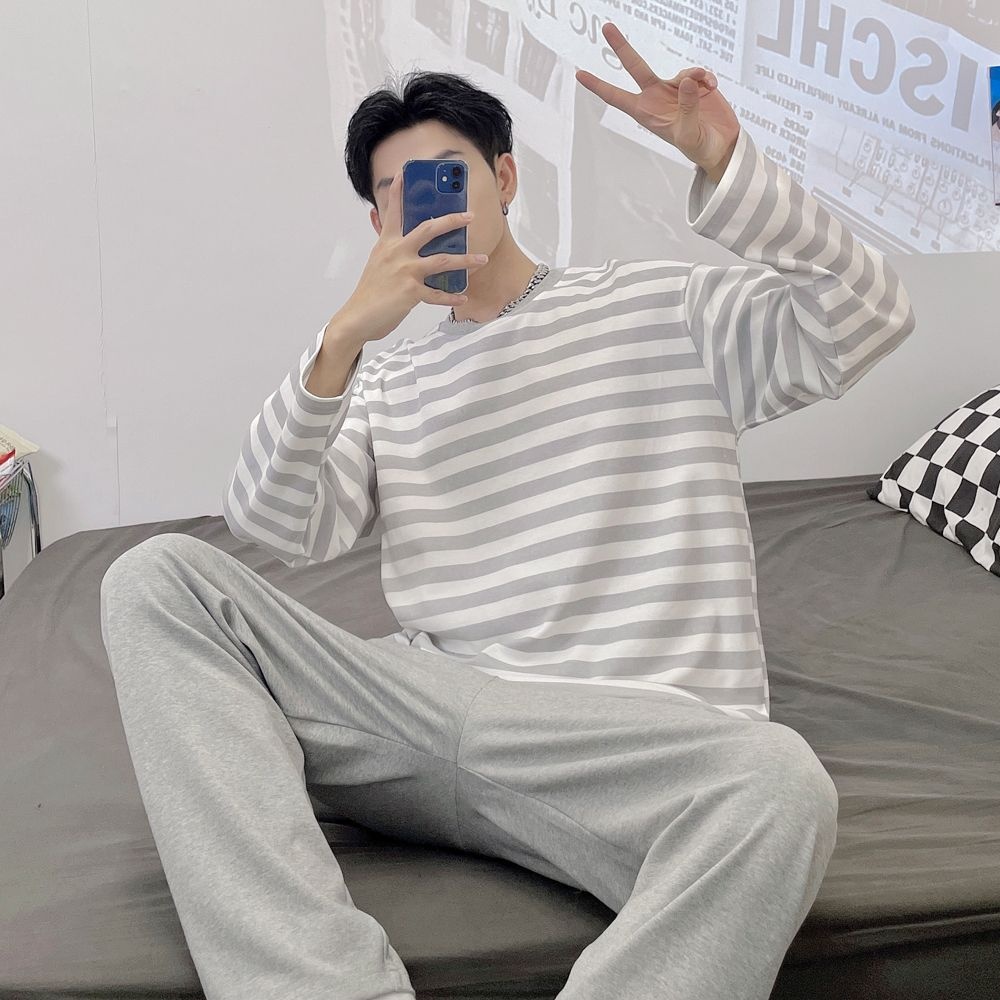 MZ세대 남성 스트라이프 긴팔 잠옷 상하의세트 홈웨어 파자마