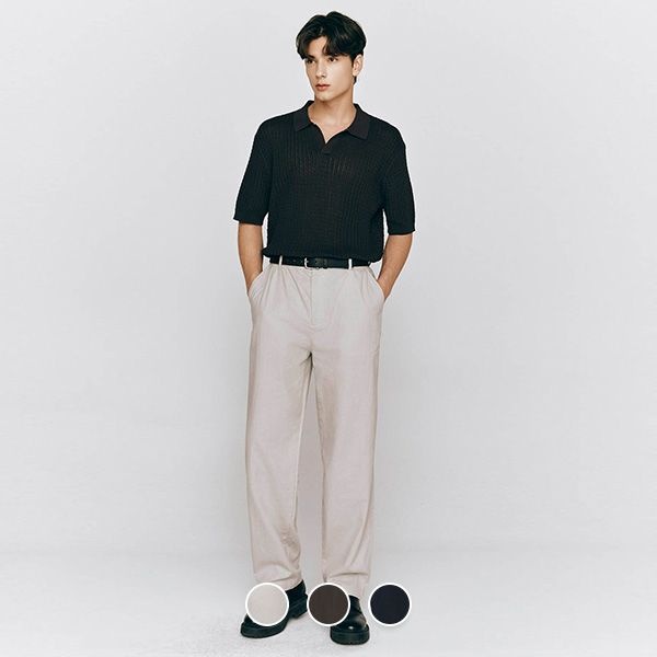 [지오다노]남성 여름 루즈핏 린넨/코튼 혼방 마 밴딩 팬츠 긴바지 115529 : 롯데ON