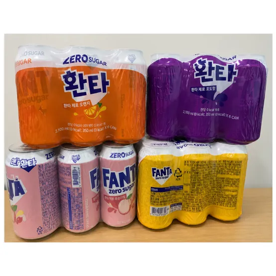 코카콜라 환타 제로 오렌지 파인 포도 피치 350ml 4종혼합 24캔 탄산음료
