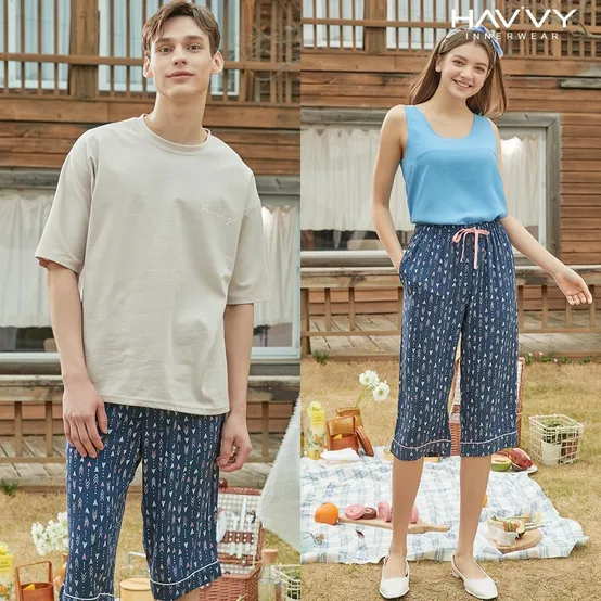 [딜크릿] 1+1 남/여 인견100%7부 홈웨어 쿨팬츠 파자마 (색상랜덤)
