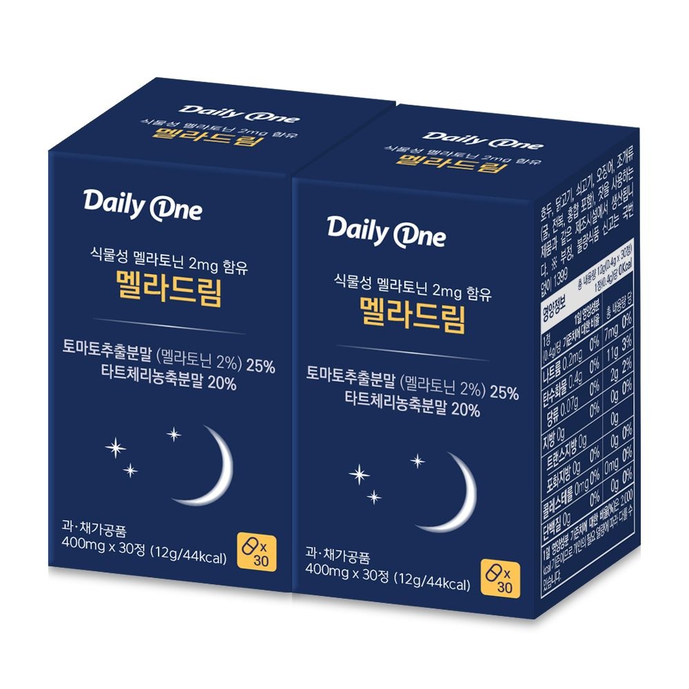 데일리원 식물성 멜라토닌 2mg 함유 멜라드림 400mg X 30정 2통