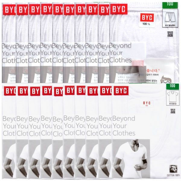 BYC [하프클럽]BYC40수반팔런닝10매와사각골남팬티10매BYC1903C2213
