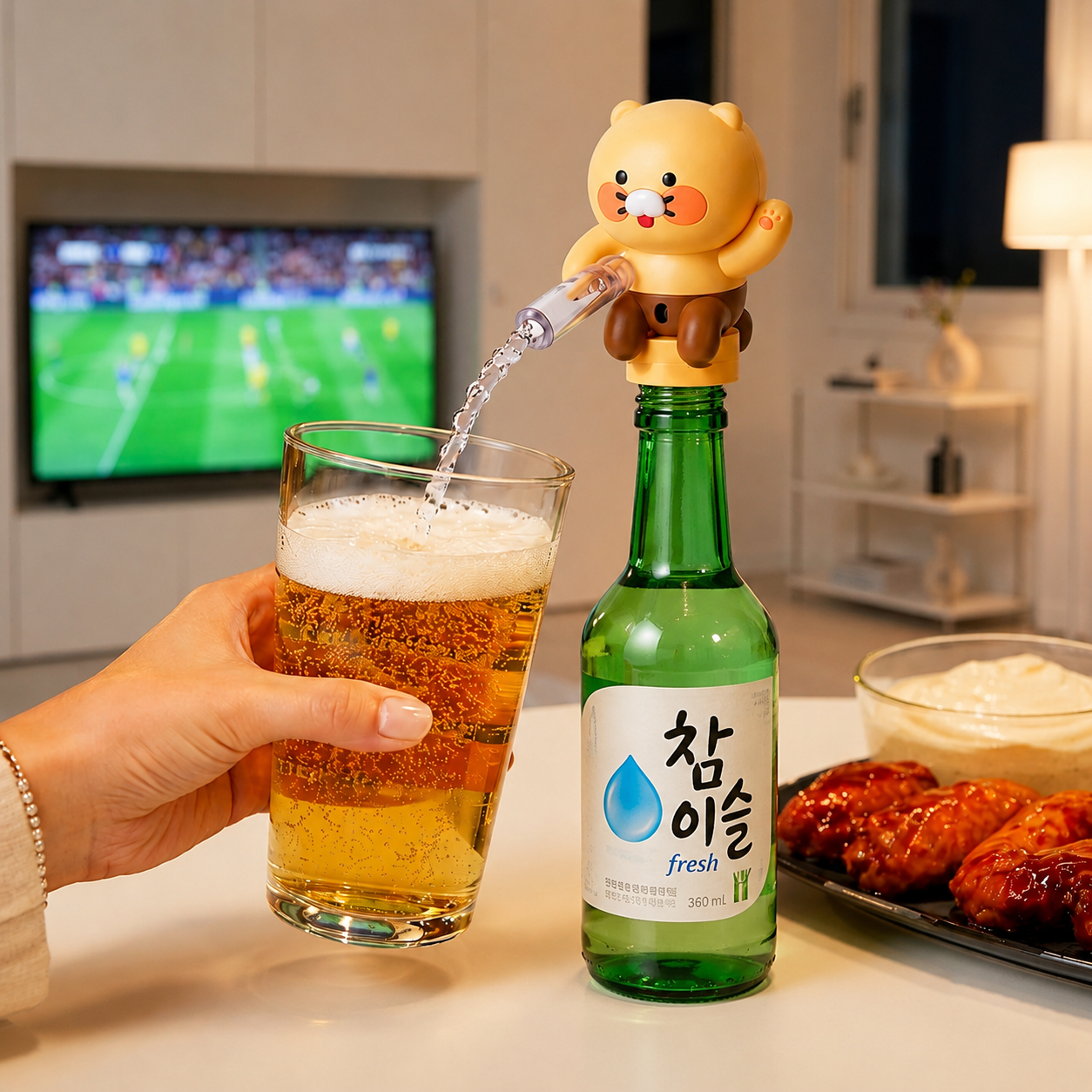 [오늘출발] 카카오프렌즈 춘식이 에어레이팅 디스펜서 소주 혼술 메이트 굿즈 자동 술 따르는 기계