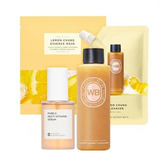 [조성아] 4종세트-한국뷰티 퓨어씨 멀티비타민세럼+레몬청 클렌저 200ml+여행용50ml+에센스마스크팩10매 (47962570)