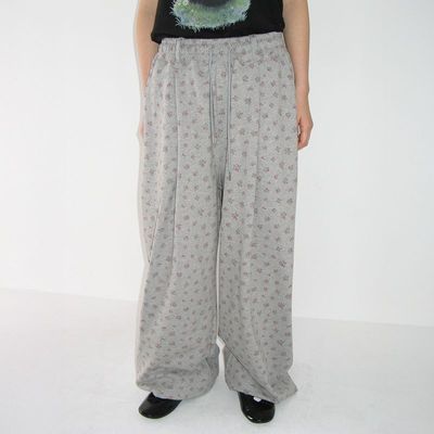 FLORAL WIDE SWEAT PANTS