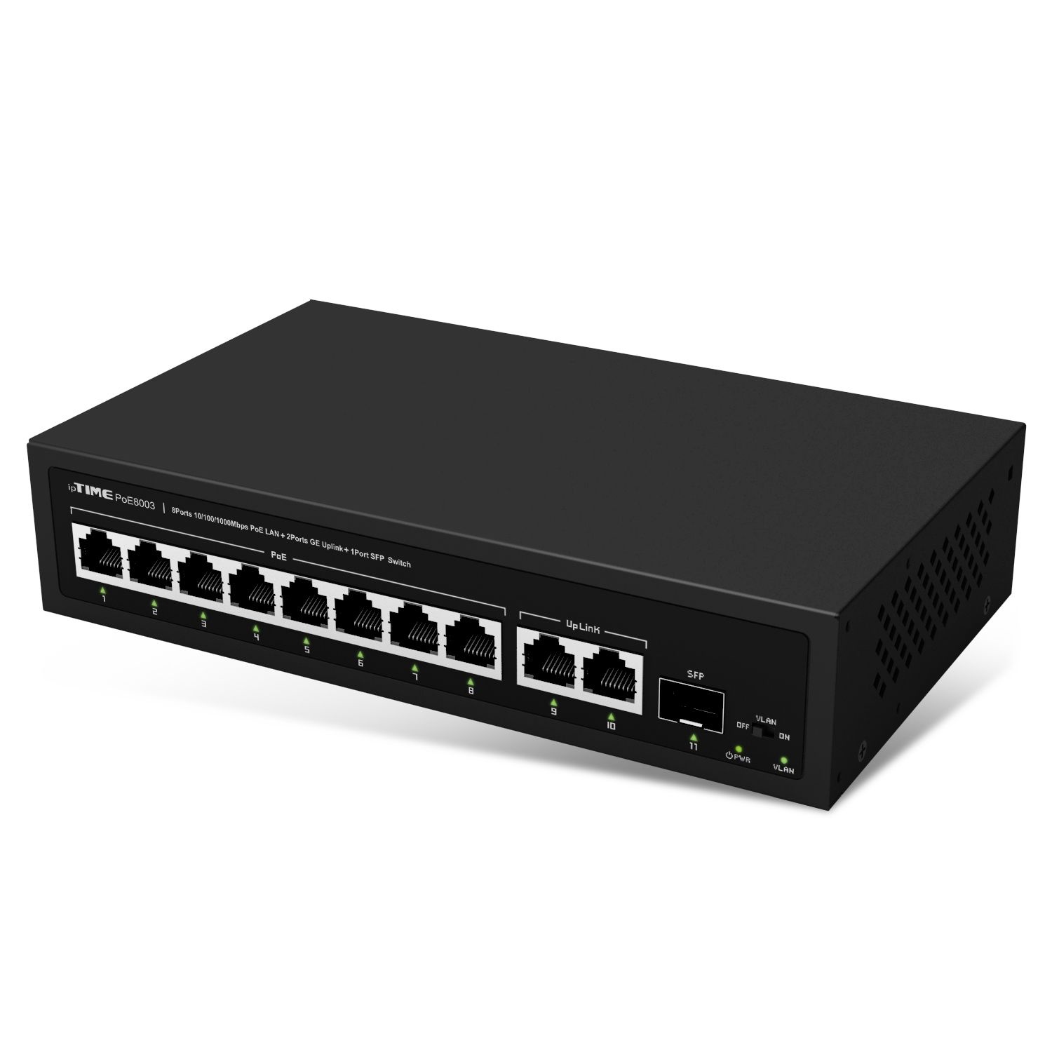 IPTIME PoE8003 기가비트 POE 스위치 스위칭 허브 8포트 업링크 2포트 SFP 1포트