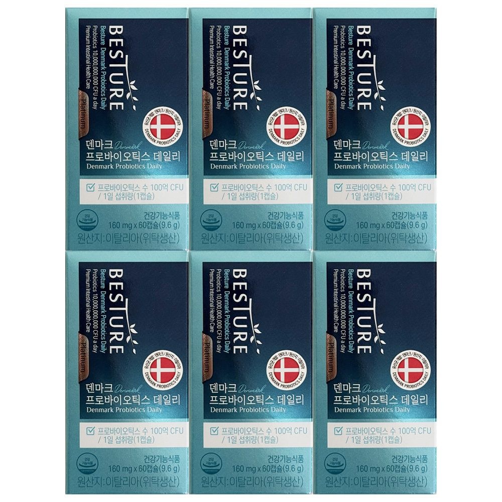 베스처 덴마크 프로바이오틱스 데일리 유산균 160mg x 60캡슐 6개 / 써클