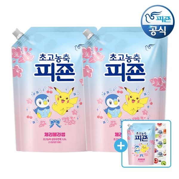 [롯데온] 피죤 체리블라썸 1.3L 리필 3개+섬유유연제 50ML 3개