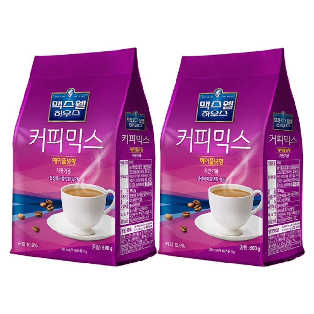 동서식품 맥스웰하우스 헤이즐넛 커피믹스 자판기용 800g x 2개