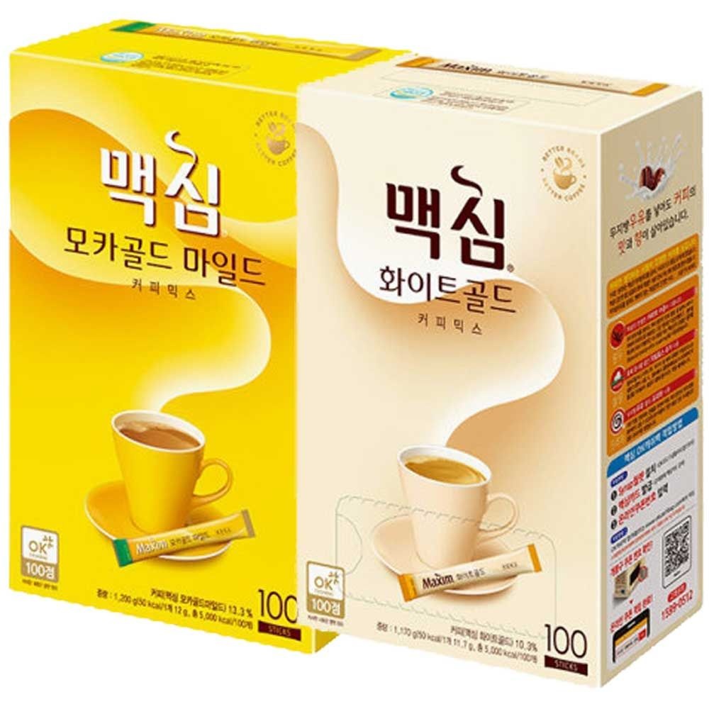 동서식품 맥심 커피믹스 모카골드 마일드 100T + 화이트골드 100T