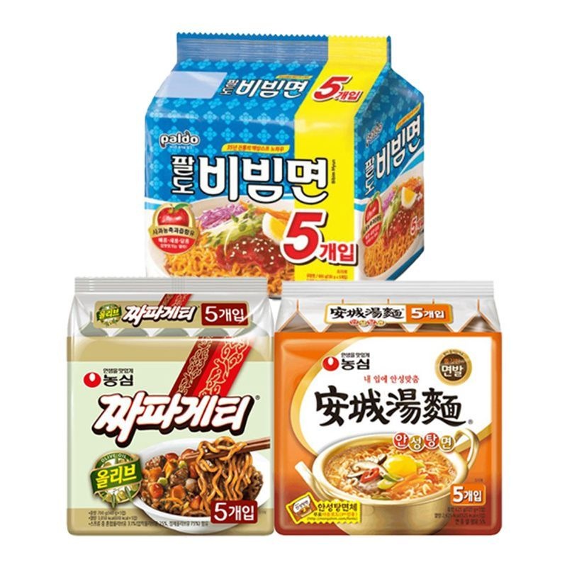 농심 짜파게티 5입 + 안성탕면 5입 + 팔도 비빔면 5입