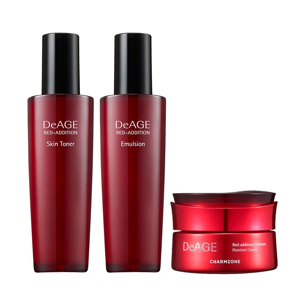 참존 디에이지 레드 에디션 3종 기초세트 스킨 120ml + 에멀전 120ml + 크림 50ml (단품)