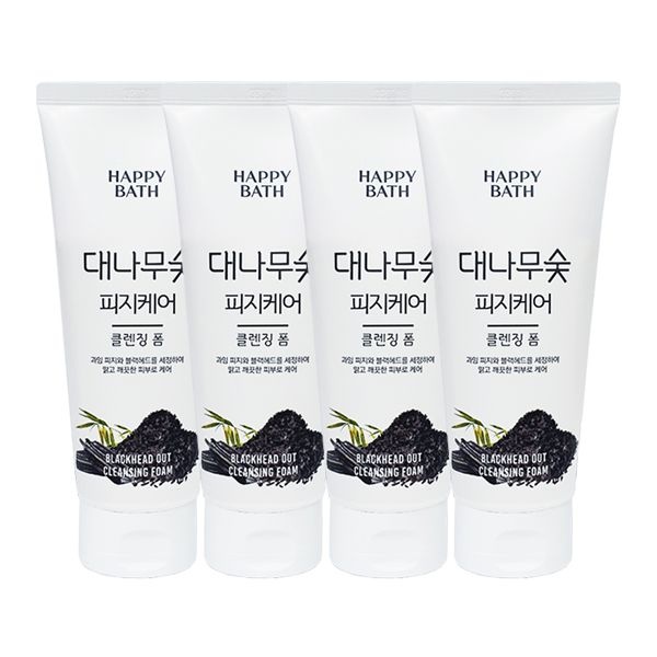 해피바스 대나무숯 피지흡착 클렌징폼 200g x4