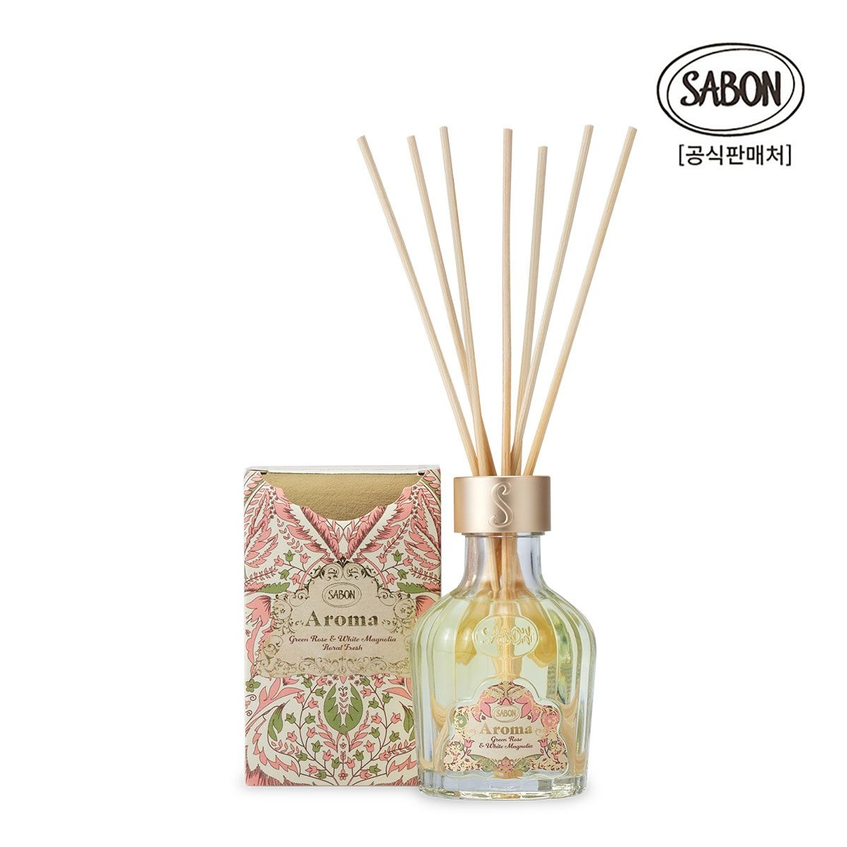 아로마 디퓨저 그린 로즈 & 화이트 매그놀리아 100ml +미니우드스틱