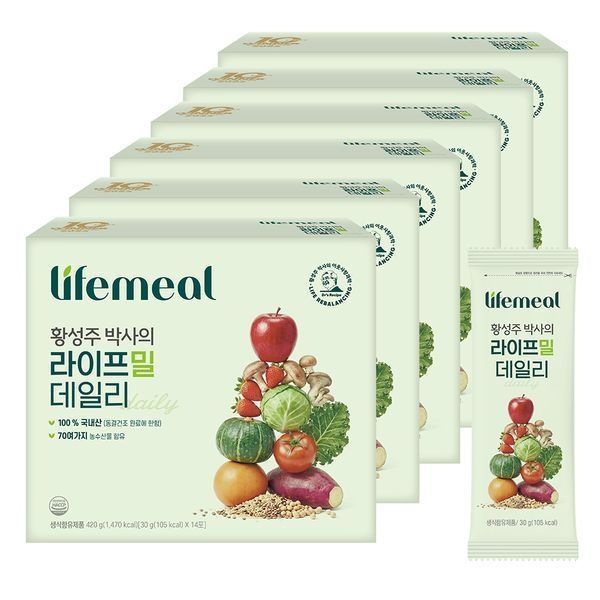 [하프클럽]이롬 황성주 1일1생식 라이프밀 데일리 14포 6박스-아침 식사 대용 간편식 영양식