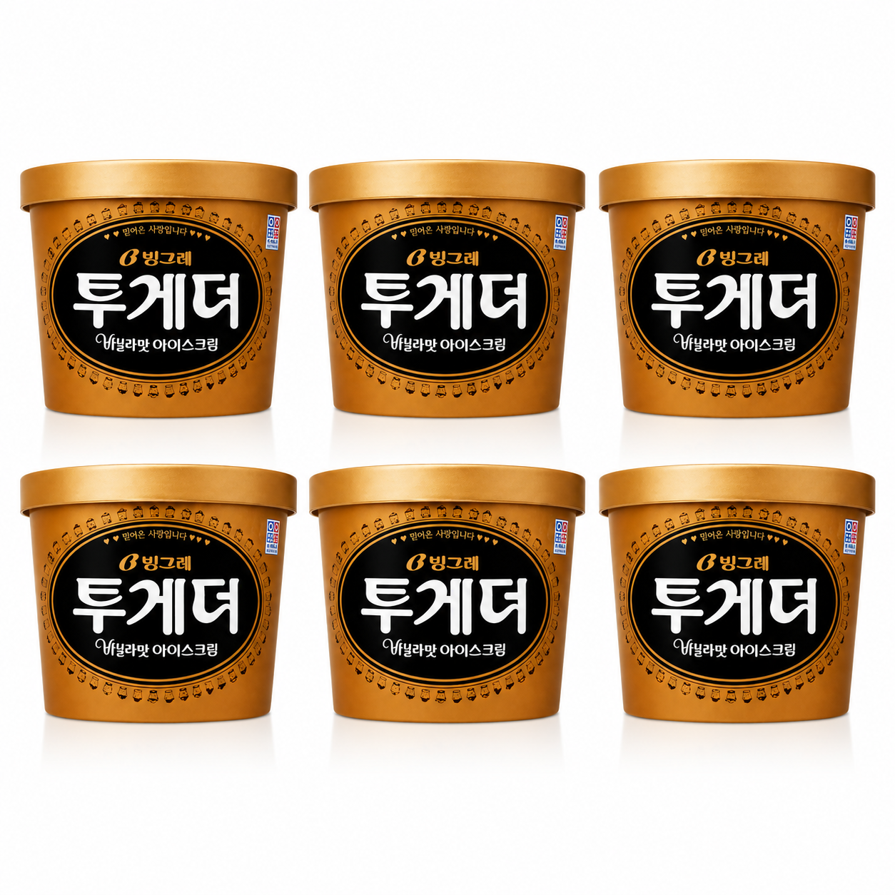 빙그레 투게더 바닐라 홈 한박스 아이스크림, 900ml, 6개