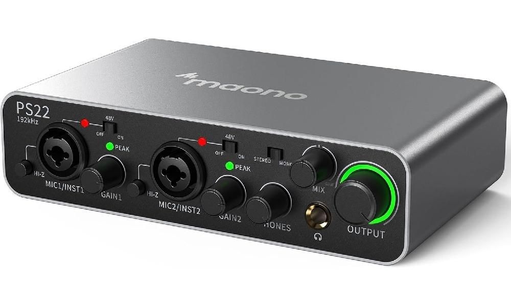 [해외] Maono PS22 오디오 인터페이스 스튜디오급 24bit/192kHz 60dB 프리앰프 듀얼 USB