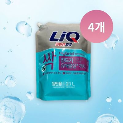 리큐 진한겔 하이브리드 액상 세탁세제 일반용 리필 2.1L 4개