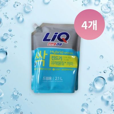리큐 진한겔 하이브리드 액상 세탁세제 드럼용 리필 2.1L 4개