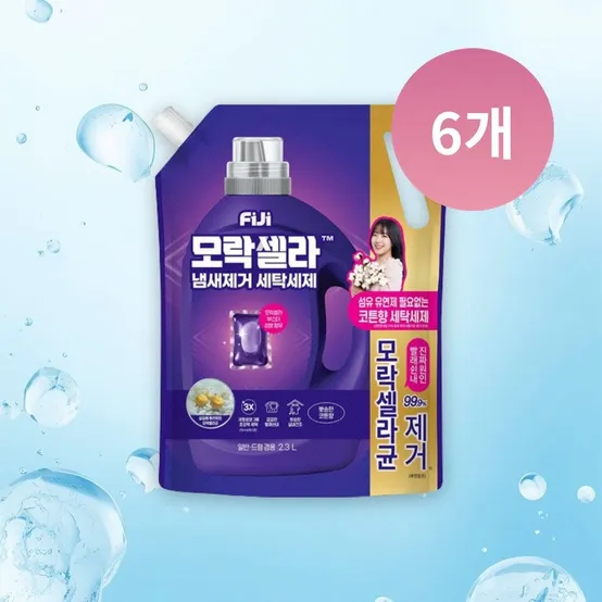 피지 모락셀라 빨래쉰내 땀냄새 제거 겸용 실내건조 코튼향 액체 세탁세제 리필 2.3L 6개