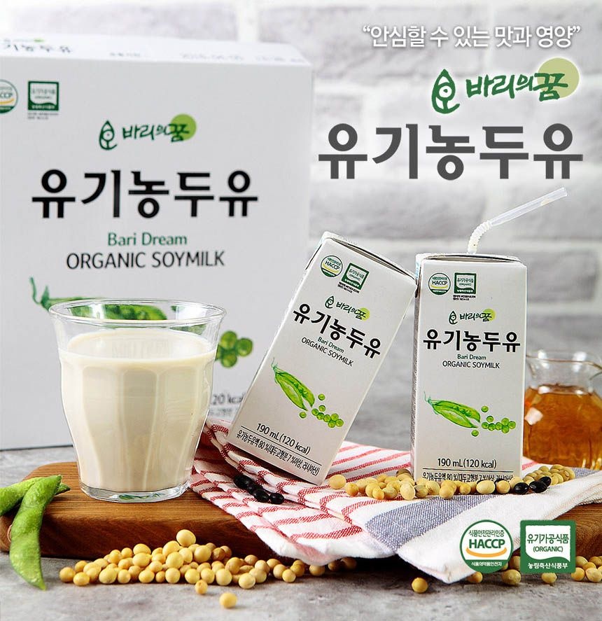 HACCP 인증 바리의 꿈 유기농 해조칼슘두유 190ml 64개