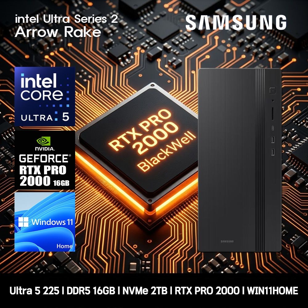 [오늘출발] 삼성전자 삼성 데스크탑 울트라5 RTX PRO2000 컴퓨터 DM500THA-U5ABV-RTX PRO2000 WIN11 Ultra5-225 16GB SSD2TB
