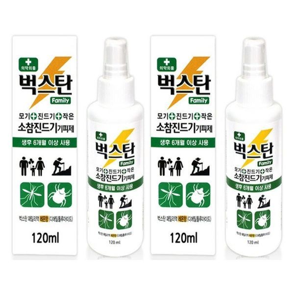 벅스탄 모기 진드기 기피제 120ml x2개 레몬향