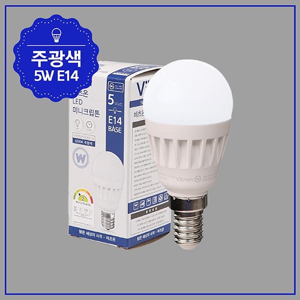 비츠온 LED 미니크립톤 5W E14 236334주광 236335전구