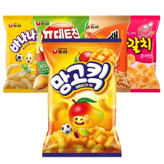 농심 신제품 망고킥4봉+조청유과4봉+자갈치4봉+양파링4봉